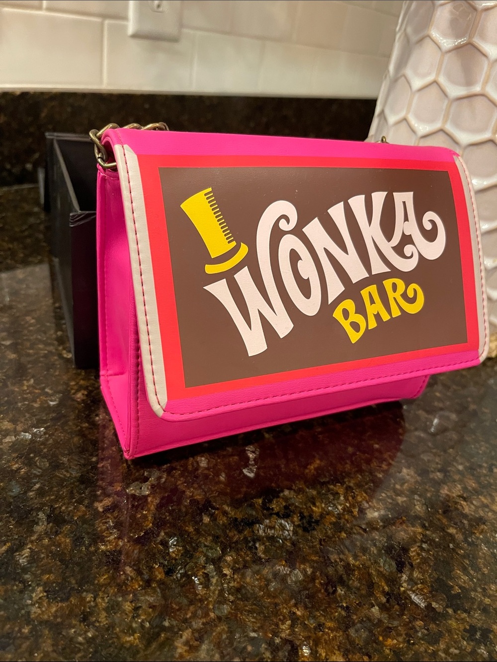 Loungefly Wonka Bar Pink Crossbody Bag - Novelty Statement Purse like new